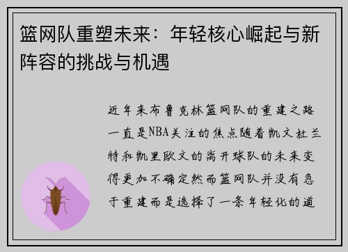 篮网队重塑未来：年轻核心崛起与新阵容的挑战与机遇